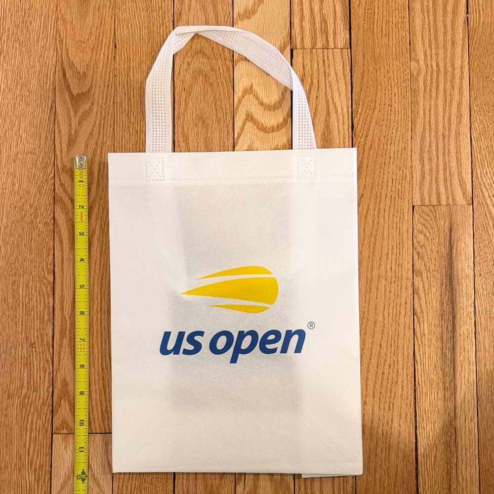 USOPEN TENNIS AMEX White Tote Bag Reusable 9”x 12”x 4.5”